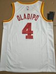 Maillot de Basket #4 Oladipo Pacers hickory Blanc Imprimé